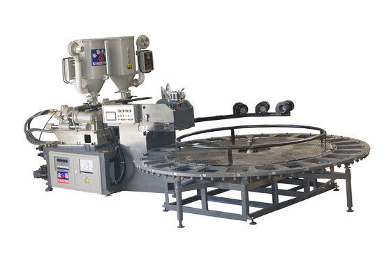 Machine de fabrication unique de double chaussure rotatoire de couleur pour deux semelles de plastique de densité