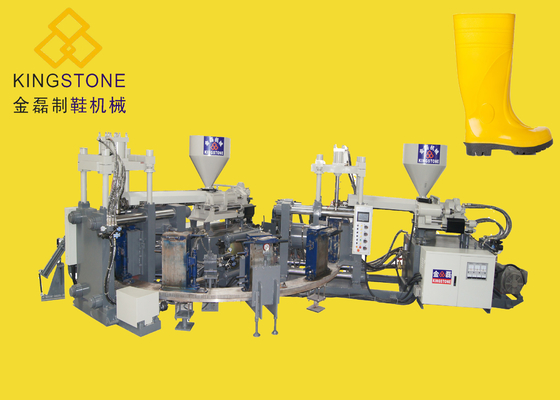 Les bottes rotatoires doublent des stations de la machine 12 de moulage par injection de couleur