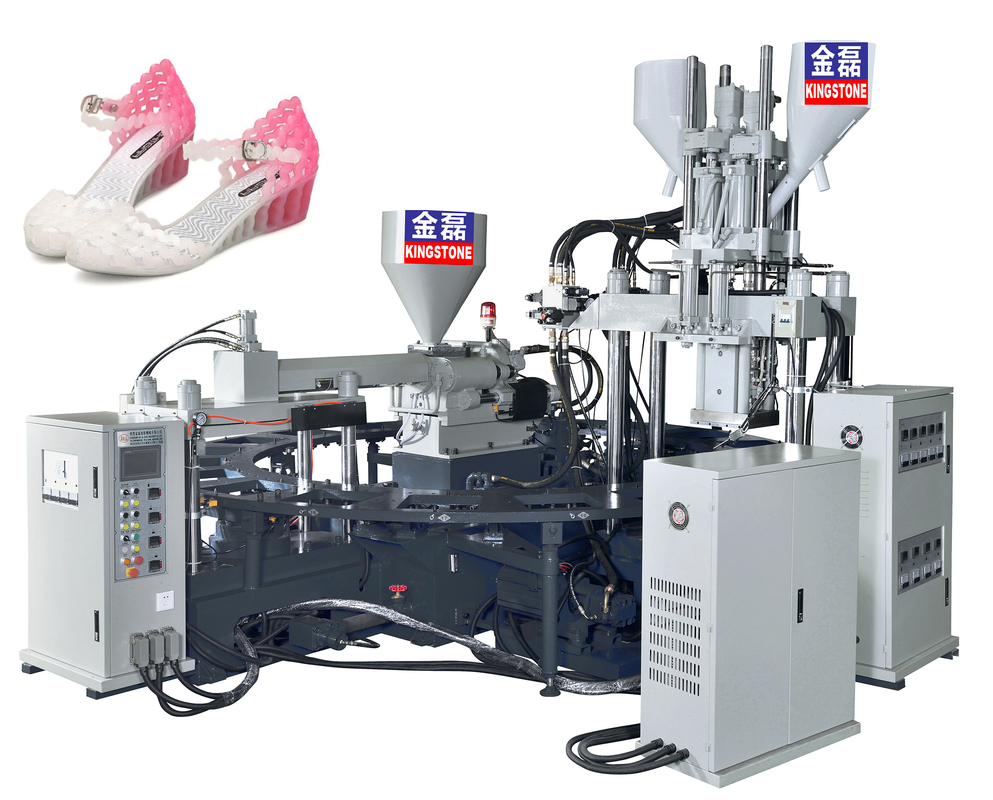 Trois chaussures en plastique de la couleur TPR faisant la machine avec le double contrôle de la pression proportionnel